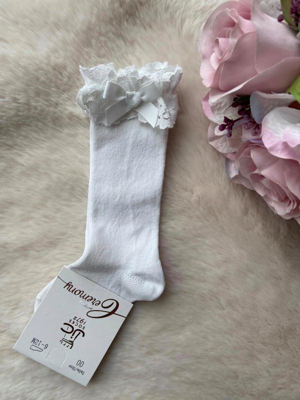 Coverfoto JC CASTELLA I Knee socks white small bow and lace