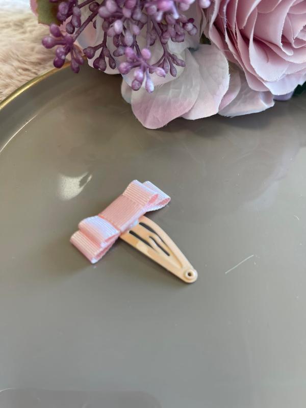 Alternatieve foto SIENA I Baby Hairbow Double pink with beige clip
