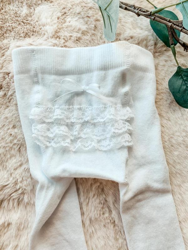 Alternatieve foto Babytights white with lace