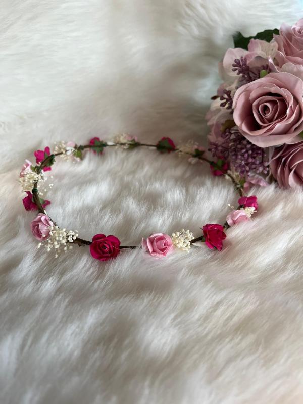 Alternatieve foto SIENA I Flowercrown fushia & light pink flowers